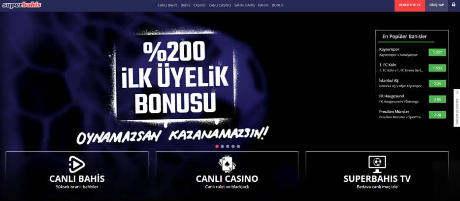 Süperbahis Giriş Sayfası Görünümü